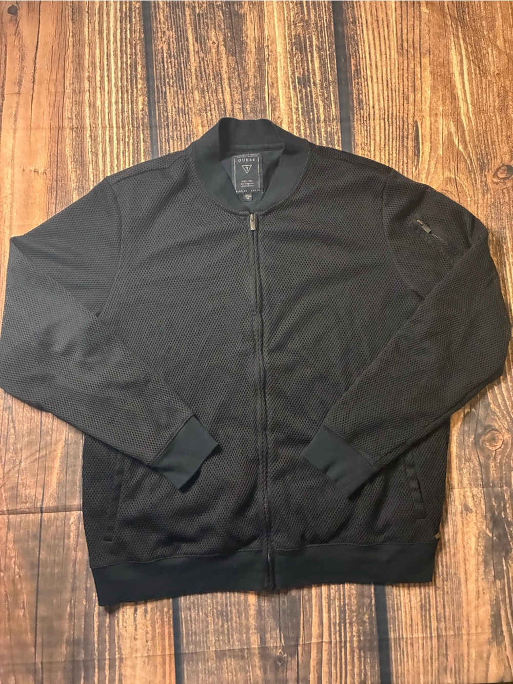 Guess  Black Mesh Bomber Jacket